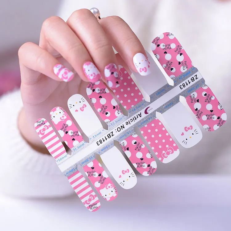 

Wholesale high quality cute hello kitty nail polish strips nail stickers