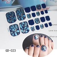 

22tips/sheet Waterproof Toe Nail Stickers Full Cover Foot Decals Toe Nail Wraps Adhesive Stickers DIY Salon Manicure Wholesale