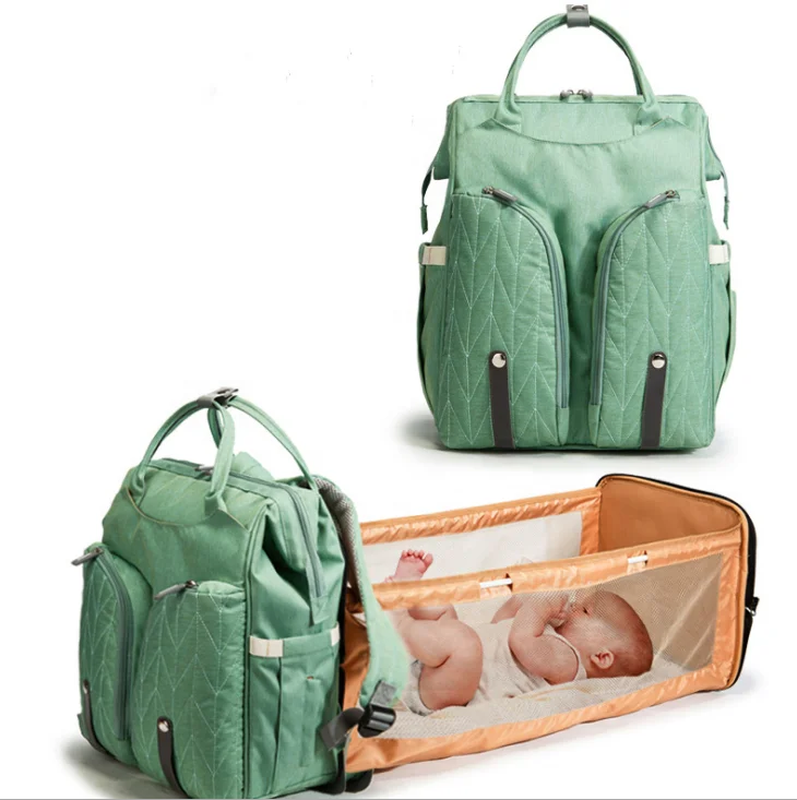 

Low MOQ large backpack diaper bag fashion diaper bag backpack with changing bed custom multifunction baby bed mommy bags, 8 colors for option, as shown