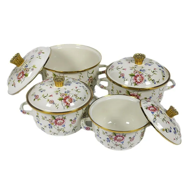 Online Wholesale Classic Iron Enamel Pot Set 4-Piece Cookware Set