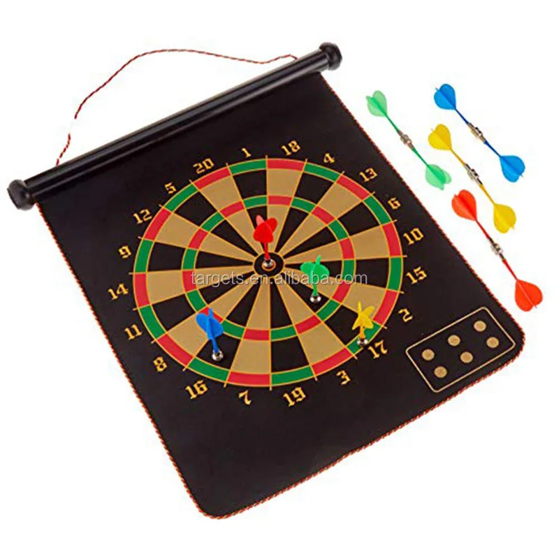 

12 Inch Target Magnetic Roll Up Dartboard With 6 Darts, Muti color
