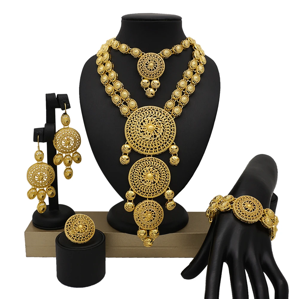 

african gold jewelry sets gold fashion jewelry women necklace wedding jewelry sets for bride BJW36