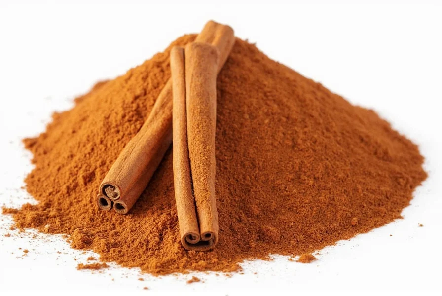 Scientific illustration showing molecular structure of coumarin alongside cinnamon sticks and health-related icons
