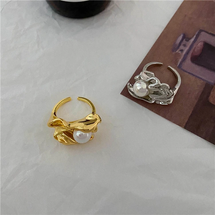 

Jachon design feeling retro pearl ring female fashion exaggerated personality ring exquisite copper ring, Picture
