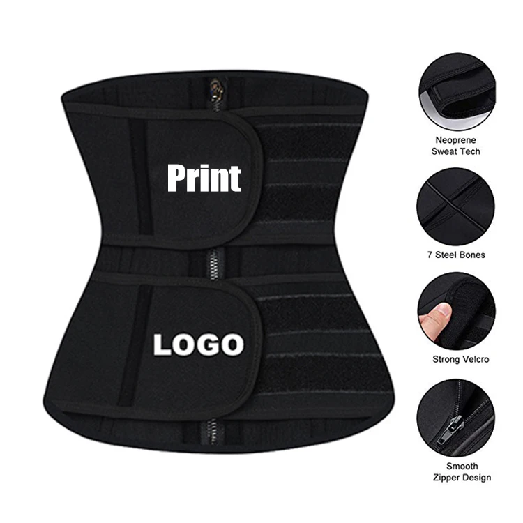 

Private Label Trainers Women Double Belt Layer Custom Logo Neoprene Waist Trainer, Black,gray