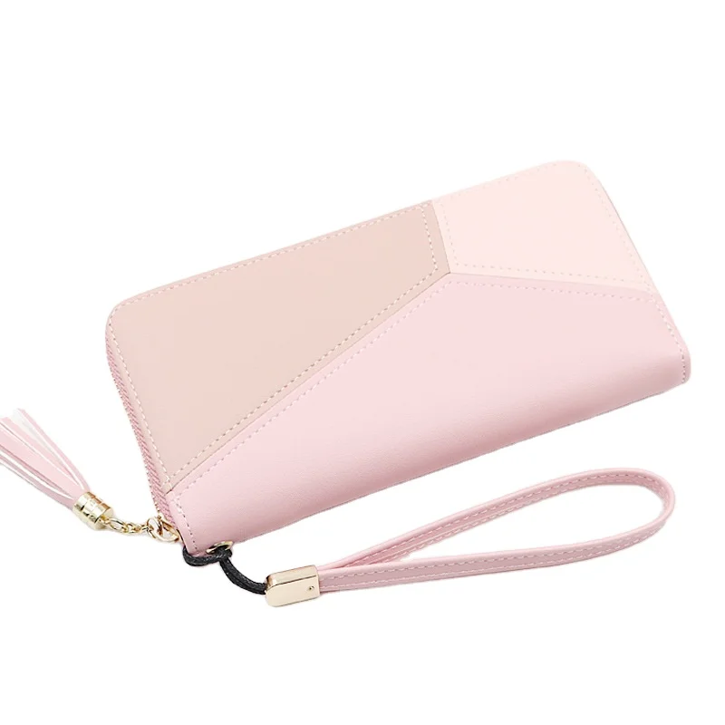 

New color Mosaic Single pull package Large capacity fashion women's wallets, Black blue pink