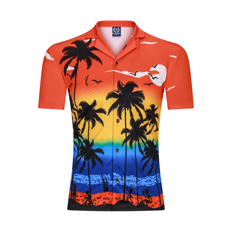 

Hawaiian Summer Beach Dress Shirt Short Sleeve Tops Cheap Palm Tree Fancy Sunset Hawaiian 3D Printed Shirts