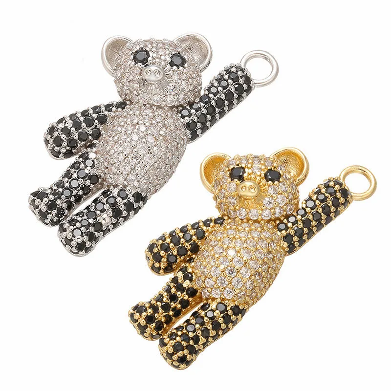 

CZ7775 Cute CZ Micro pave Bear Charm Pendants