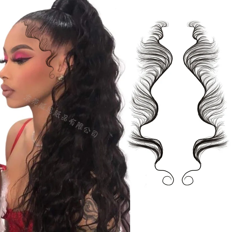 

Tattoo with Bangs Baby Hair Edge Bangs Tattoo Stickers Hairline Edge Stickers
