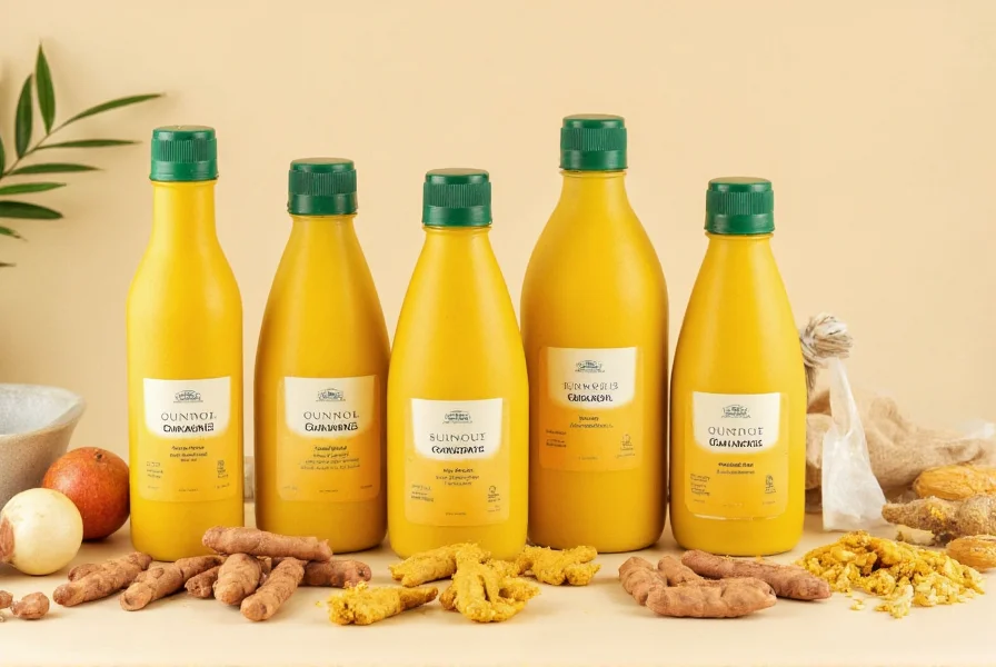 Qunol turmeric bottles in different sizes arranged with common household objects to demonstrate physical dimensions