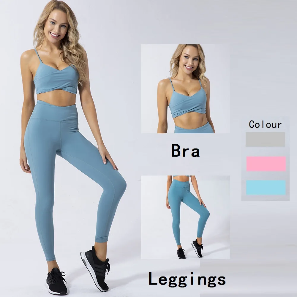 

BBSM8511 Women sexy 2 piece set run sport fitness casual yoga set, Blue,gray,pink