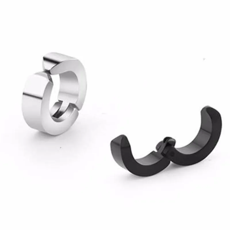 

Shangjie OEM Titanium steel unisex earrings rings earrings fashion 2021 silver hoop earrings, Black/sliver