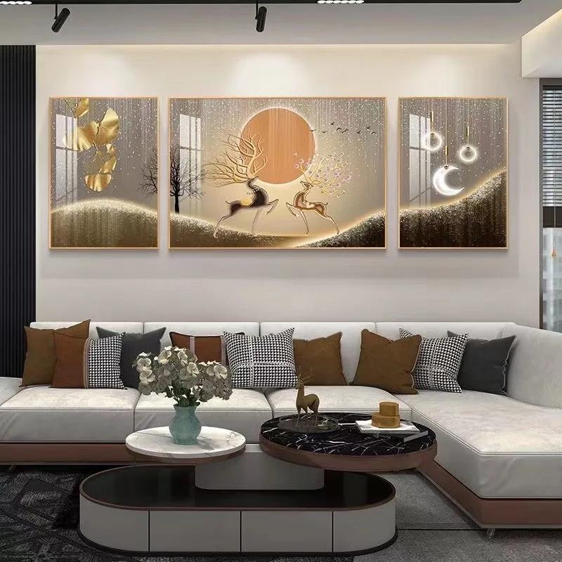 130x50cm S3 Northern European Hanging Painting Abstract Geometric Living Room Decoration Painting Light Luxury Wall Decoration