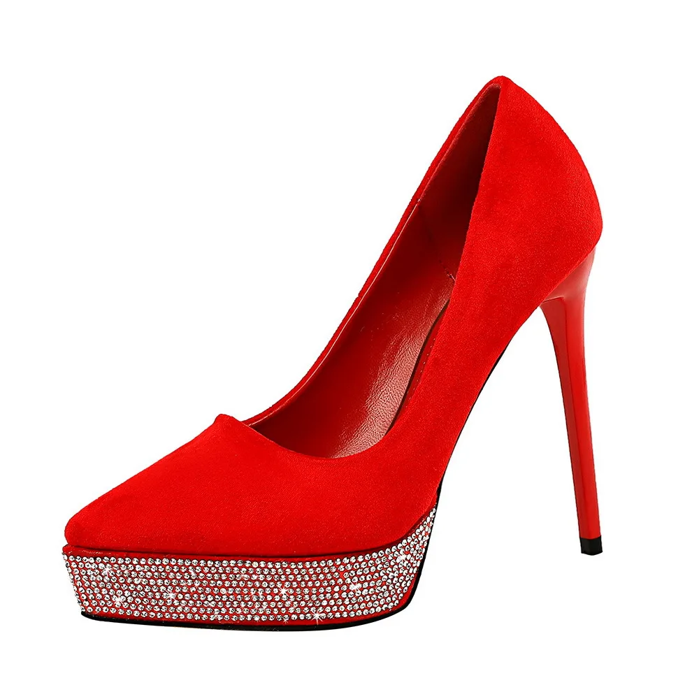 

SP946 fashion ladies sexy shoes platform high heels suede rhinestone stiletto women shoes, Yellow, red, green, black, apricot, pink, royal blue