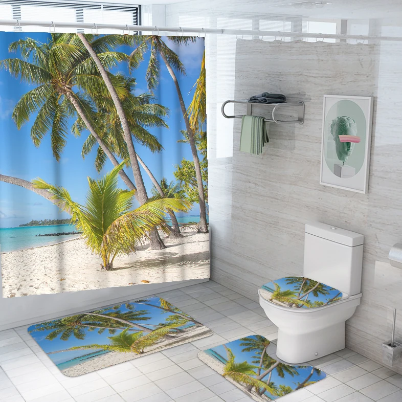 

Hawaiian Style Custom Shower Curtain Basic polyester Shower Curtain Set