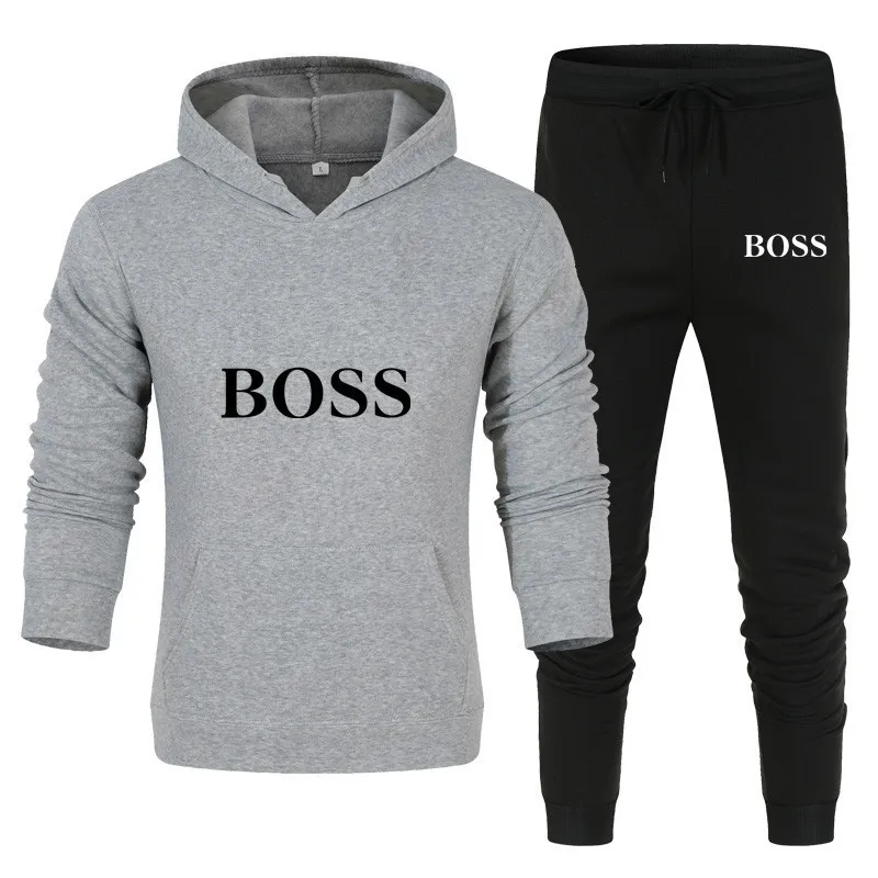 

New men's and women's casual sports hooded suit customizable logo men two-piece track suit 2 piece hoodie set