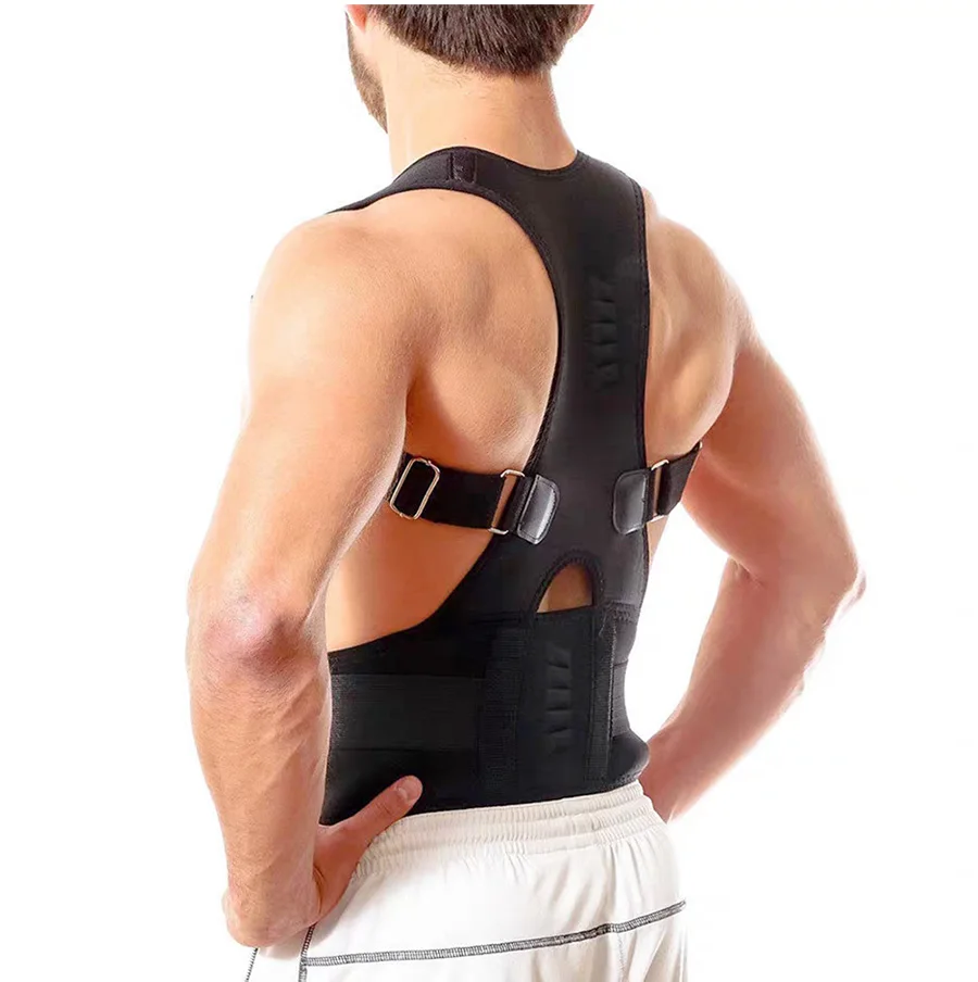 

Manufacturer Magnetic Lumbar Back Support Belt Back Brace Posture Corrector for Lower and Upper Back Pain Men & Women, Black
