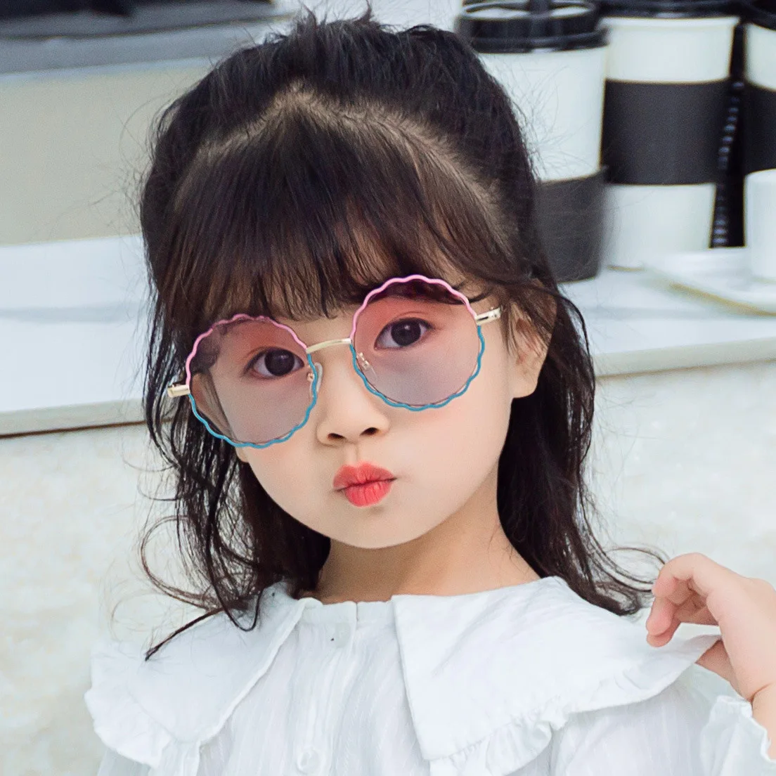 

2021 Hot Selling Fashion Boys Girls Shade Eyewear Cute Rainbow Children Sun Glasses UV400 Round Kids Sunglasses, As the picture show