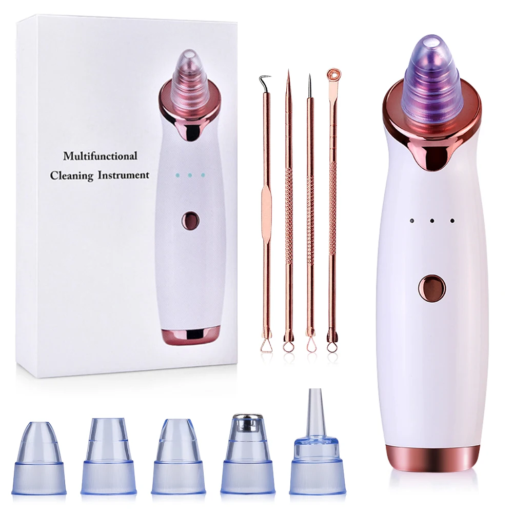 

Trending Products 2022 New Arrivals Electric Vacuum Facial Blackhead Remover Cleaner Tool Black Spots Pore Cleaner Machine, White/rose gold