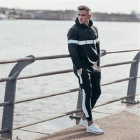 

Tailor-made wholesale manufacturer 2019 new men's sweatpants hooded fitness suit