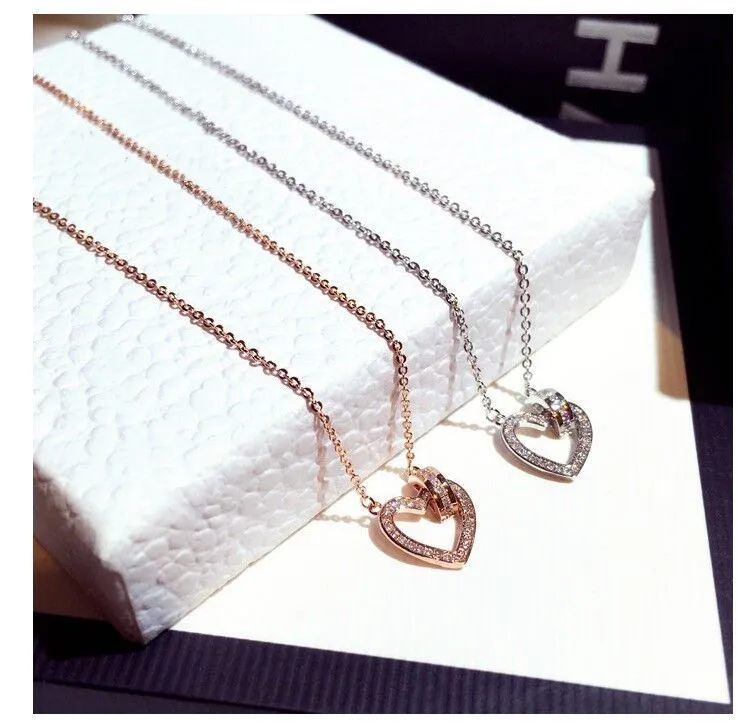 

Manufacturer direct KYNL0139 Shine Heart Shape 3A Zircon Necklaces for Women, Silver,rose gold