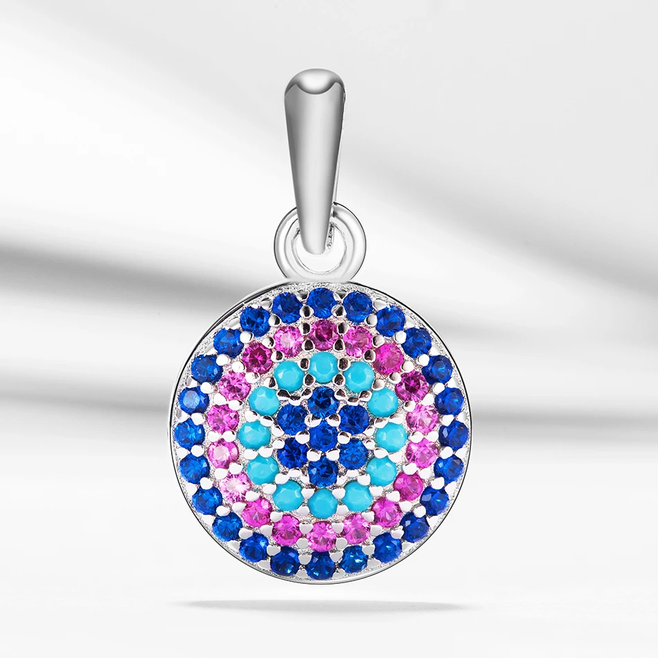 

2019 Simple Design For Woman 925 Sterling Silver Blue Lucky Eye Cubic Zircon Pendant Fit Long Chain Necklace