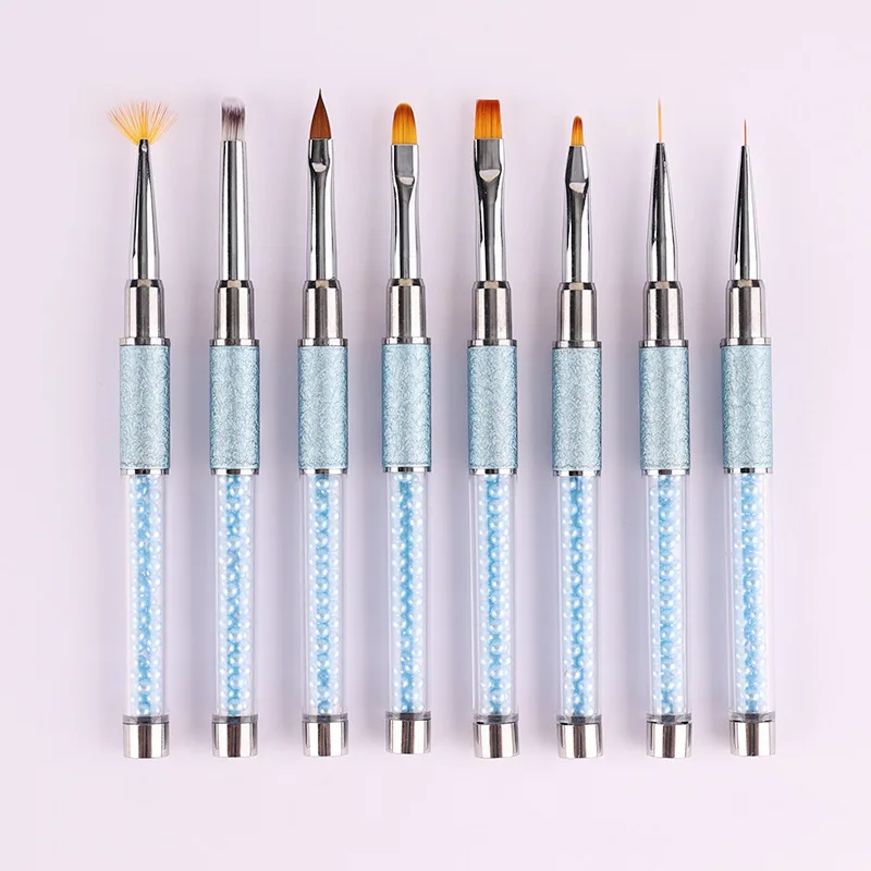 

10 Pcs Kolinsky Sable Hair Acrylic Nail Art Application Brushes, Blue