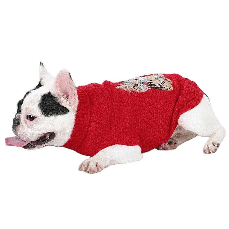 

Hot sale wholesale cartoon embroidery knit soft dog sweater, As shown in details