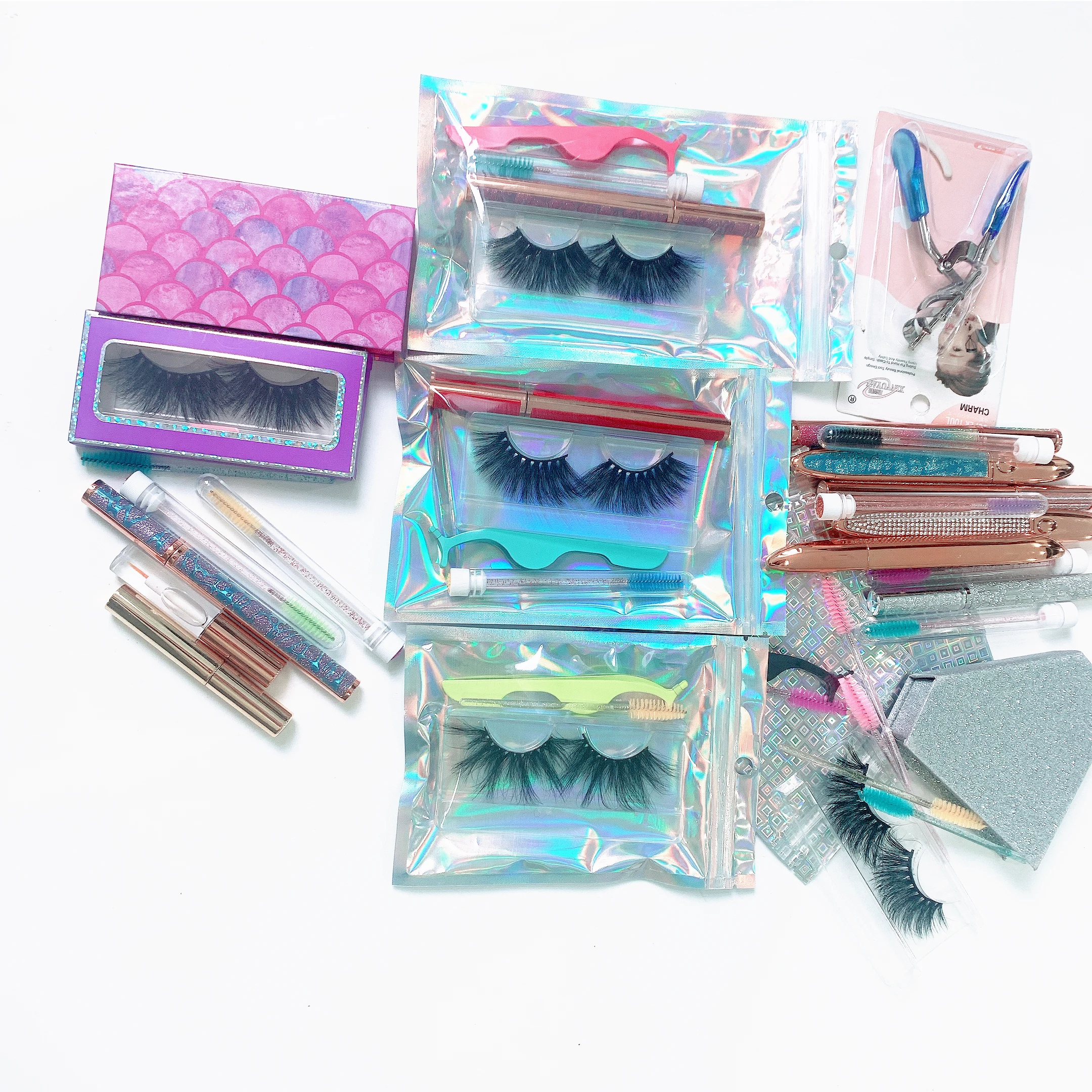 

Natural Handmade False Eyelash Custom Packaging Box 25mm Mink 3d eyelashs, Black color