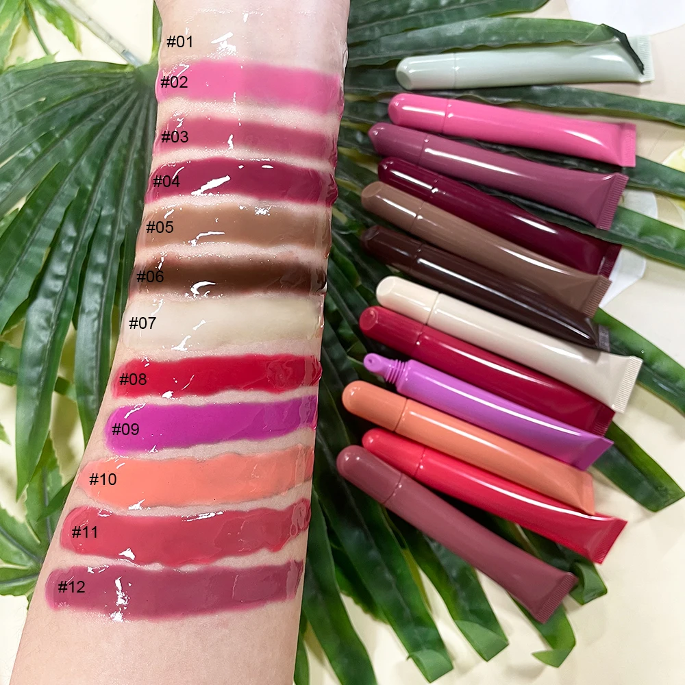 Private Label Peptide Lip Gloss Lip Tint Balm Custom Logo Wholesale Vegan Waterproof Plumping Lip Plumper Vendor Lipgloss