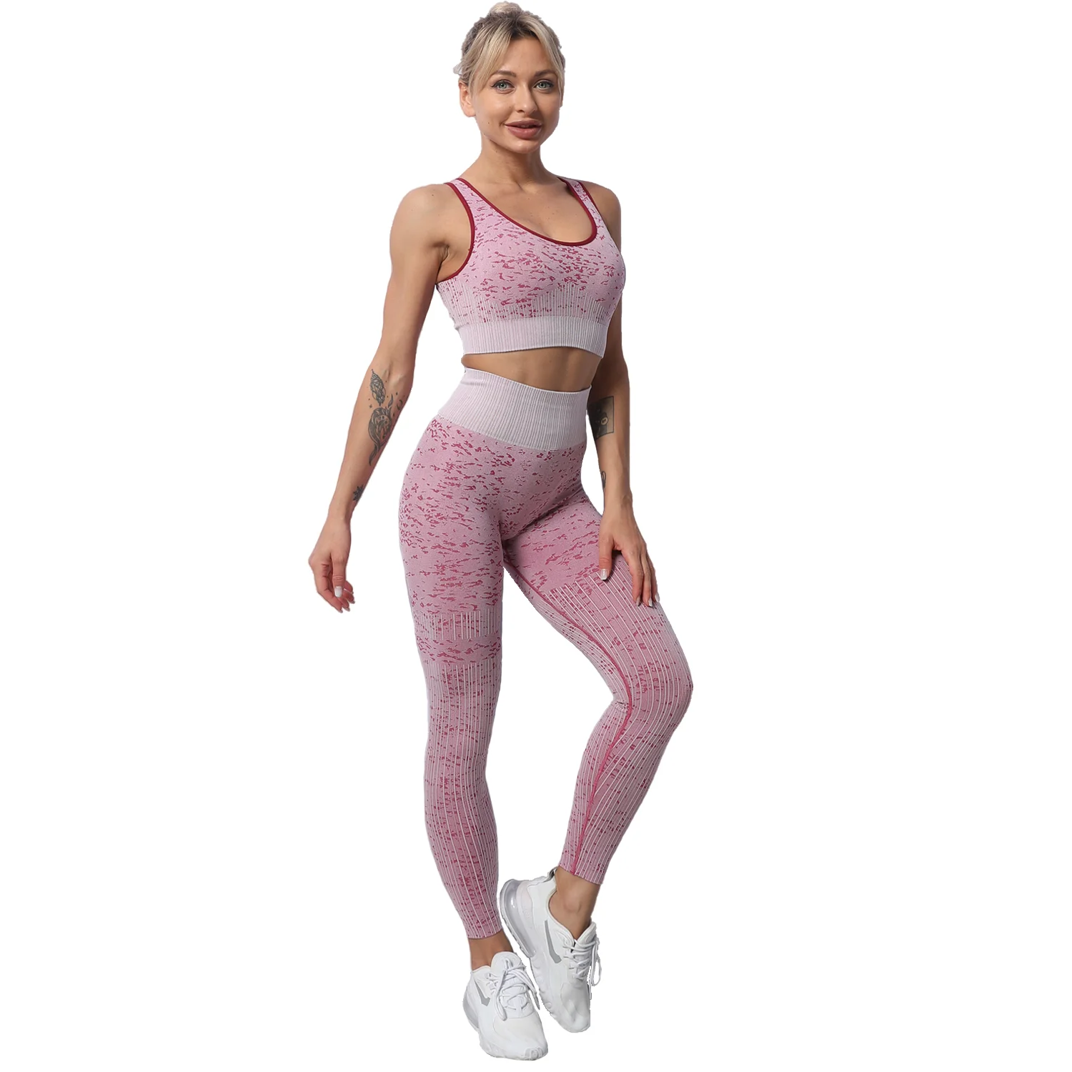 

New European and American Camouflage Yoga Clothes Suit Women's Training Sports Bra Fitness Yoga Pants, 3 colors