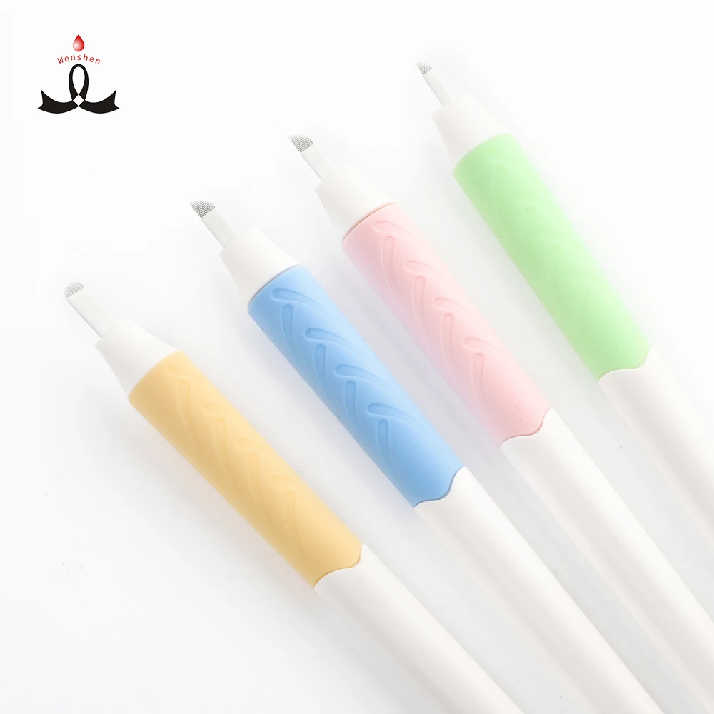 

Manual tattoo embroidery Microblading Private Label Disposable Sterilized Tattoo Tool Nano Rainbow Disposable Microblading Pen, Green ,pink yellow ,blue ,black