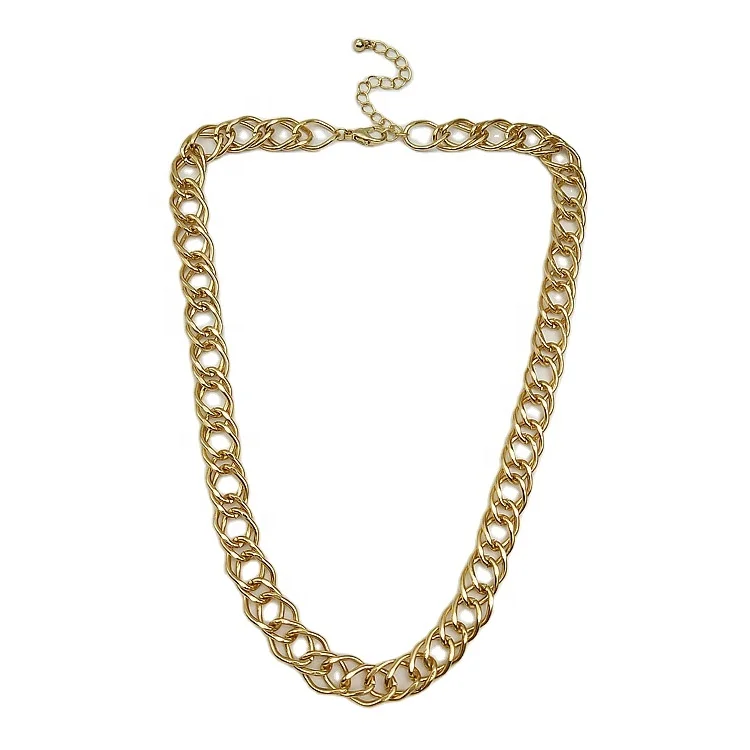

2021 Hot Sale Amazon Gold Plating Hip-Pop Punk Cuban Chunky Choker Chains Big Size Linked Heavy Metal Necklace For Men Unisex