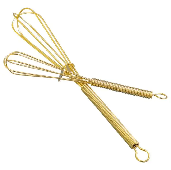 

Best selling 10cm 12cm 14cm 16cm 18cm Stainless steel Manual egg beaters kitchen tools gold color mini whisk with fouet inox