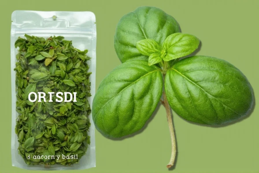 Mixing bowl with dried basil and other herbs