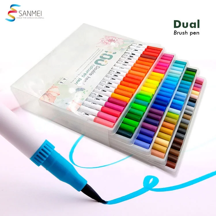 100 Colors Micron Pens Watercolor Dual Tip Brush Pens Set Art Markers