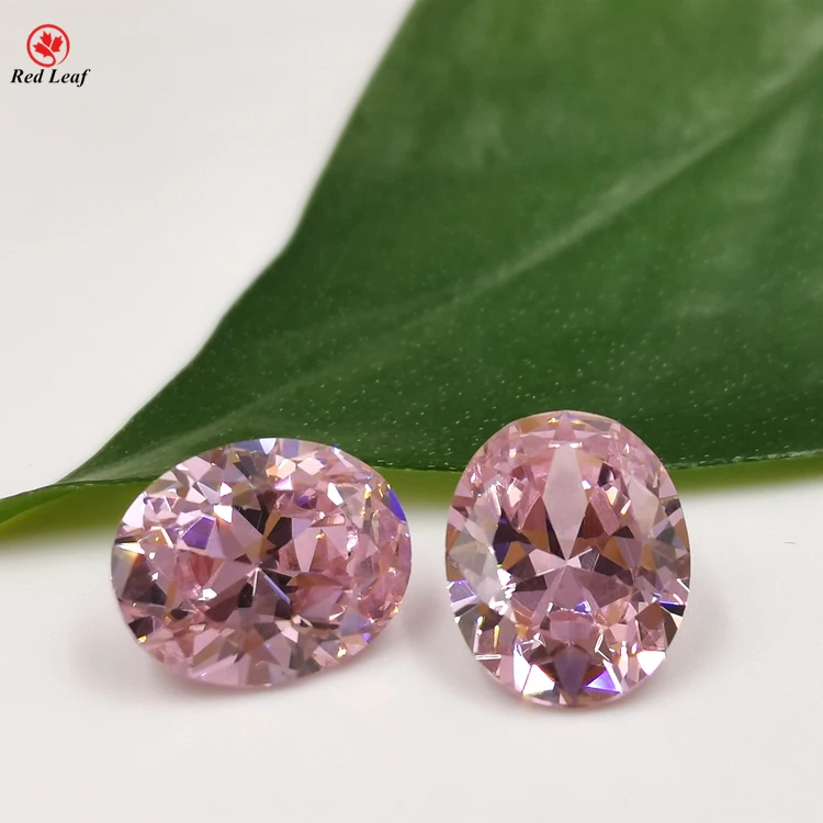 

Top quality 5A pink color oval shape synthetic cubic zirconia loose gemstone CZ gems