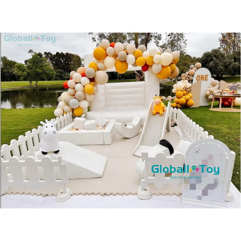 All White Hot Sale Summer Soft Play Equipment White Soft Play Set Outdoor Playground for Kids Party Rental