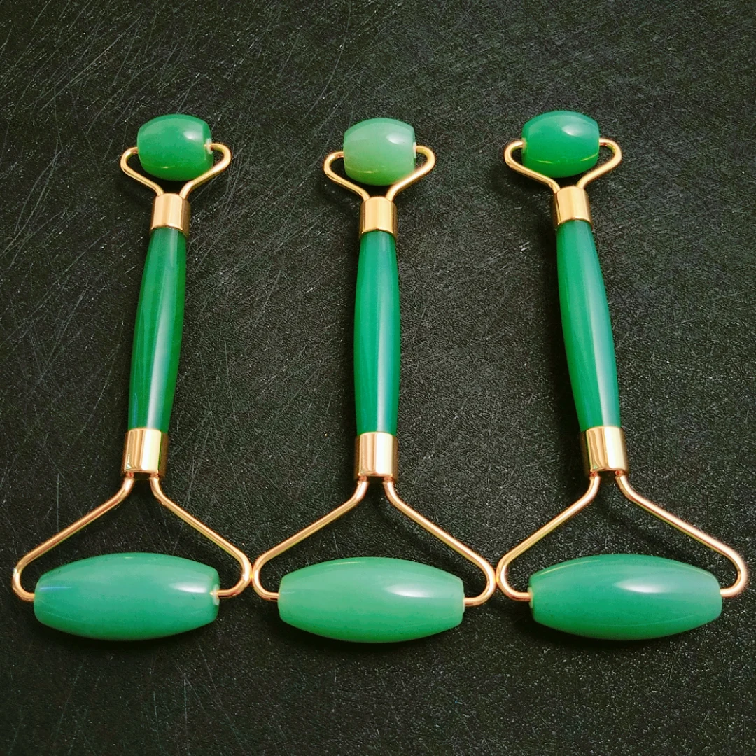 

CN Face Body SPA Massage Roller Facial Massager Green aventurine Jade Stone Anti-aging Therapy