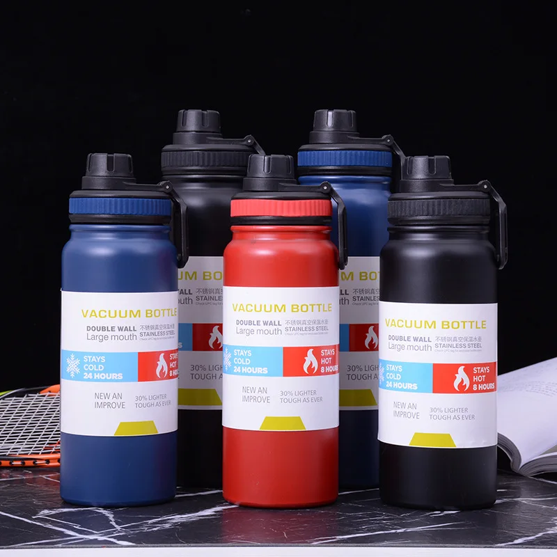 

E073 Large Mouth Stainless Steel Sports Water Bottle Gym Protein Powder Shaking Bottles Vacuum Thermal Insulated Water Bottles, As pic