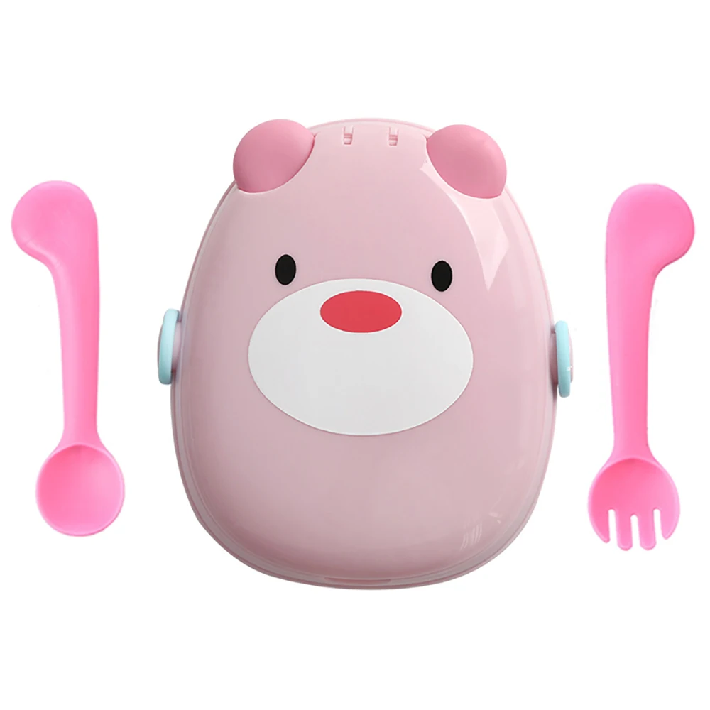 

Hot Sale Cartoon Baby Food Tray Box Children Divider Dinner Plate Spoon Forks Set