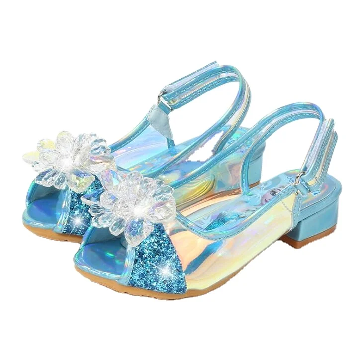 

Girls Princess Sandals Leather Glitter Crystal Rhinestone Knot Fashion