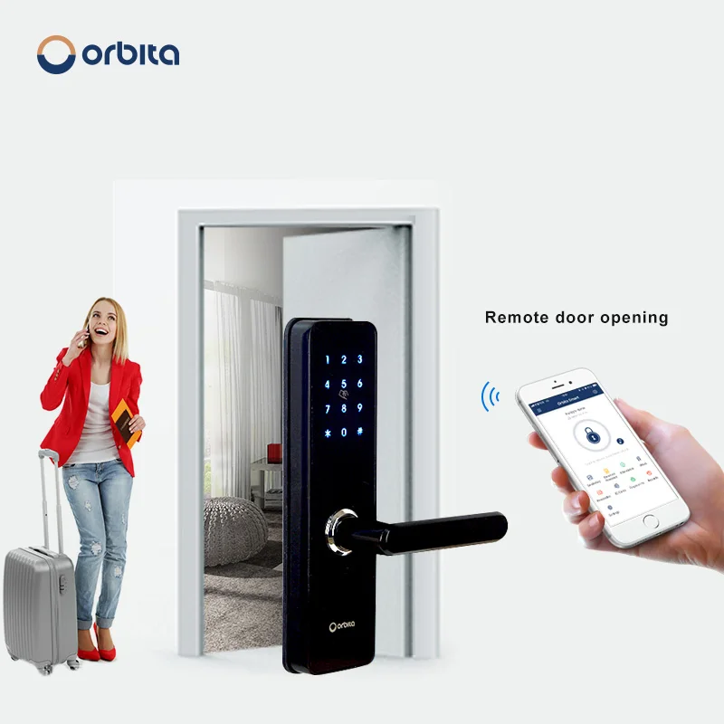 

Orbita keyless password remote by mobile phone touch screen passcode smart fingerprint lock, Silver, black