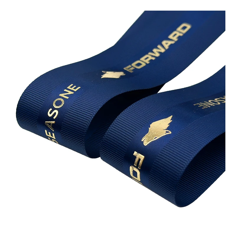 

Wholesale 3d gold foil decorative gift wrap printed grosgrain ribbon with logo