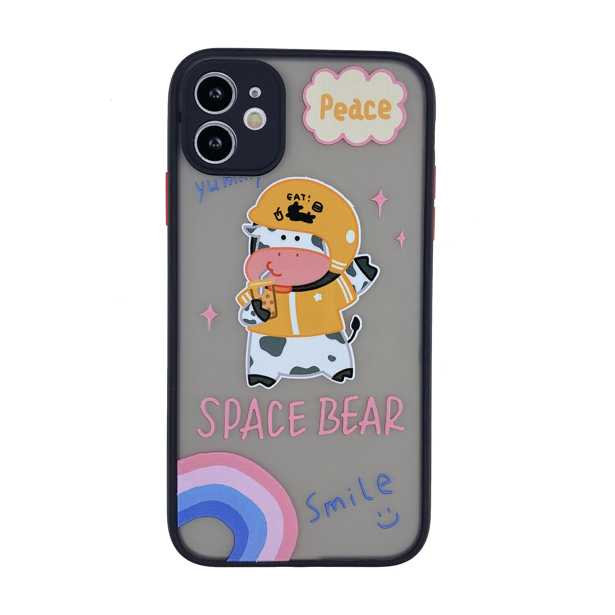 

Amazon hot seller UV printer cell phone cover black space bear Tpu case for iPhone 12 printable cute cartoon draw