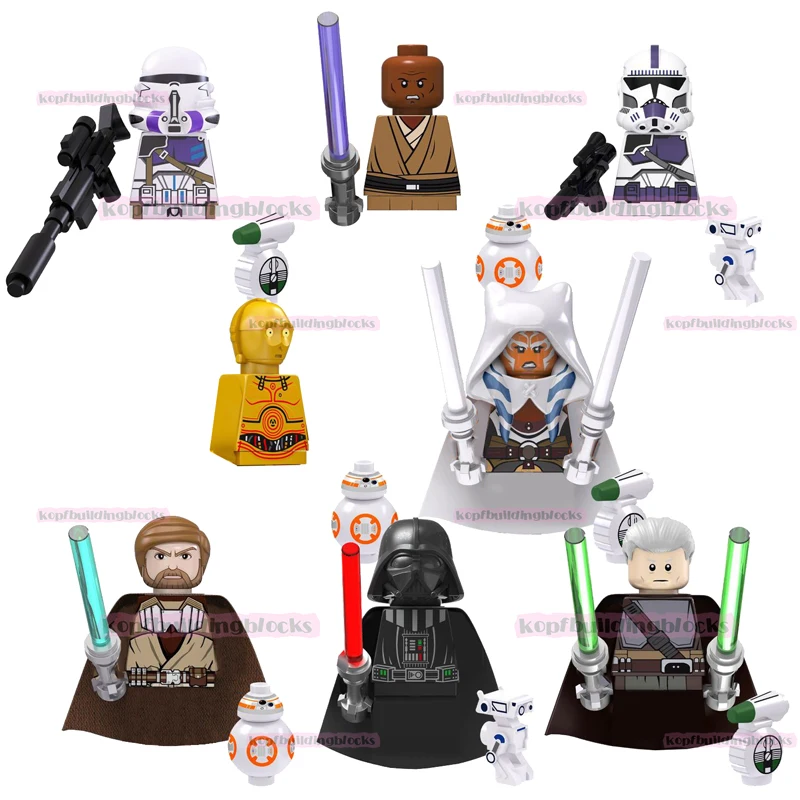 

TV6101 Space Wars Movie Ahsoka Darth Vader Mace Windu C-3PO Legiog Clone Trooper Mini Building Block Figure Collection Toy Brick