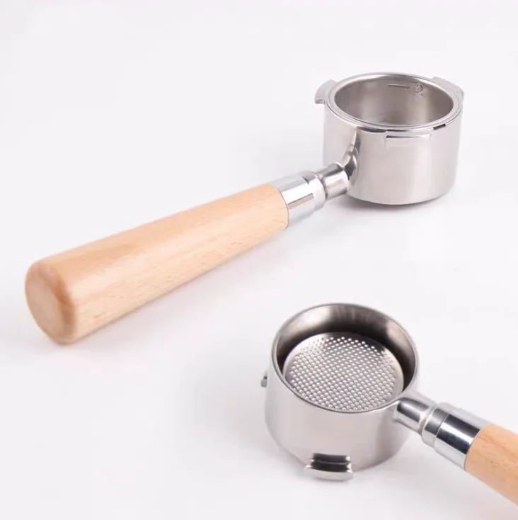 

2020 hot sell WDS03 Ecocoffee 51mm Coffee Espresso Bottomless Wooden Handle Portafilter, Wooden+silver