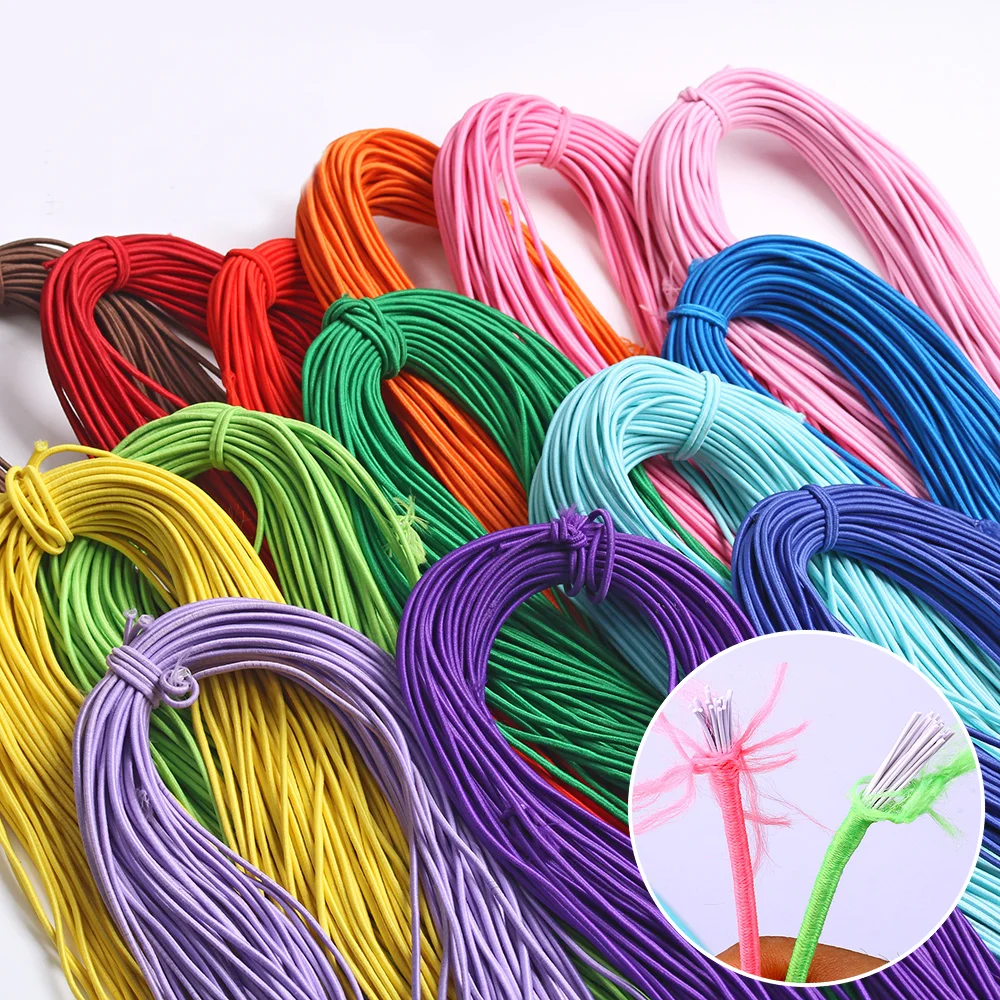 

High cord elastic stretch 2mm colored Thai latex elastic rope 2mm purple green khaki colored elastic thread