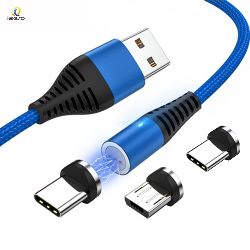 

Free Shipping 3 in 1 USB Magnetic Phone Charger Cable Line Ce Fcc Rohs Fast Charging Wire 3ft 6ft Type C Micro Data Cables izeso, 3 colors