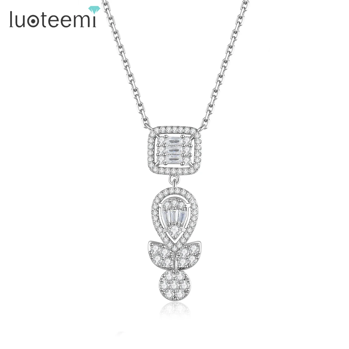 

LUOTEEMI Necklace Iced Bling Zircon Dainty Jewelry Trendy Statement Woman Fashion Designer Diamond Pendant